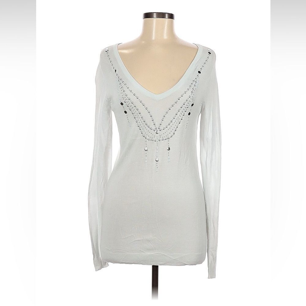 Faith & Zoe Embellished white sweater